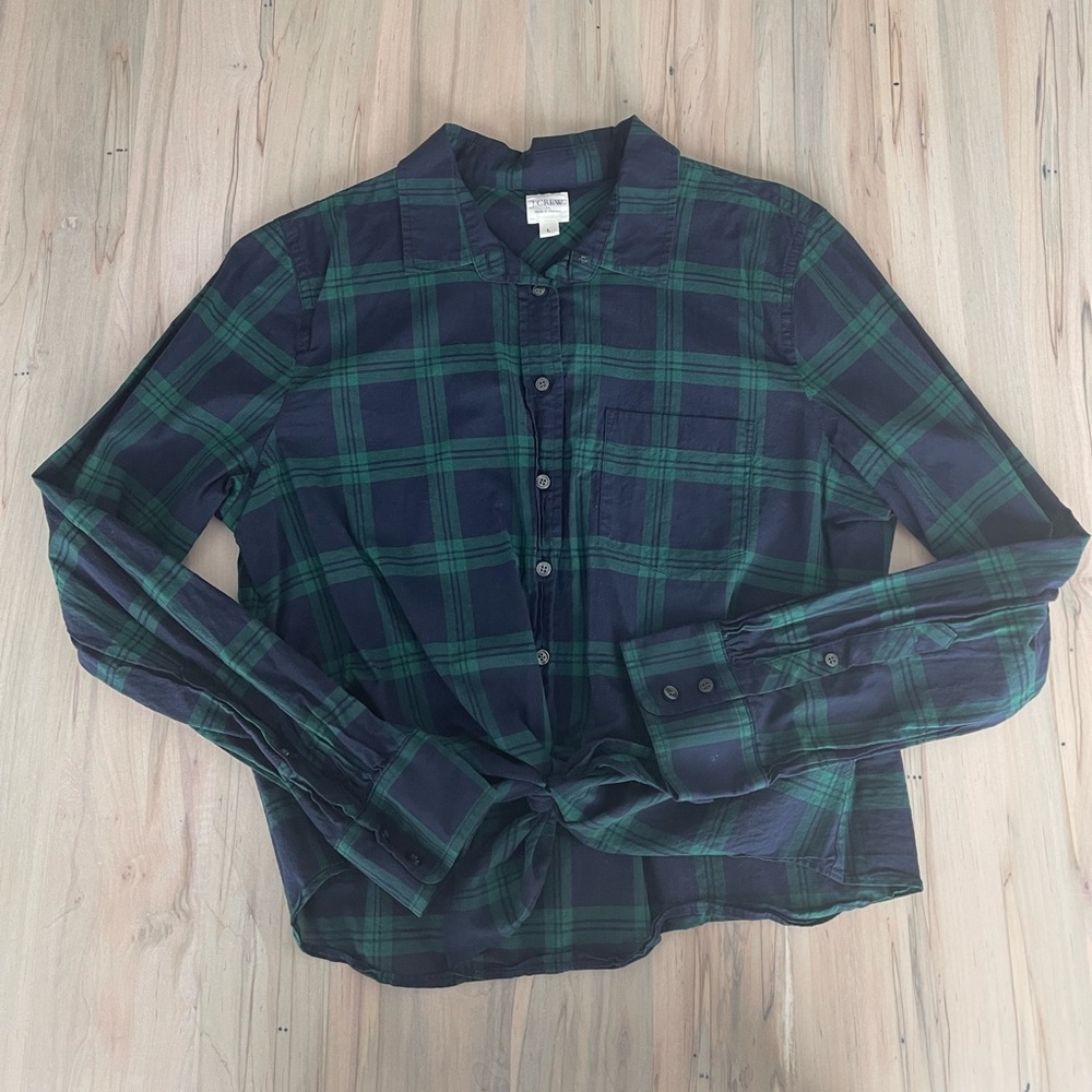 J. Crew Tie Front Plaid Shirt